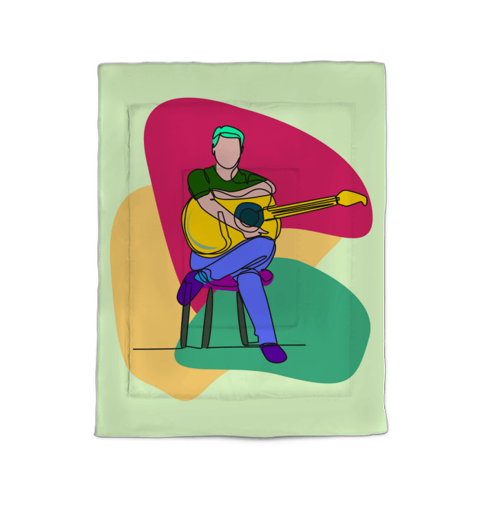 A Man Sitting With A Guitar Comforter - Twin - Beyond T-shirts