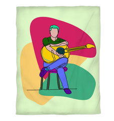 A Man Sitting With A Guitar Duvet Cover - Beyond T-shirts