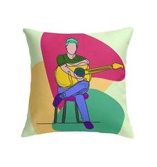 A Man Sitting With A Guitar Indoor Pillow - Beyond T-shirts