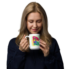 A Man Sitting With A Guitar White Glossy Mug - Beyond T-shirts