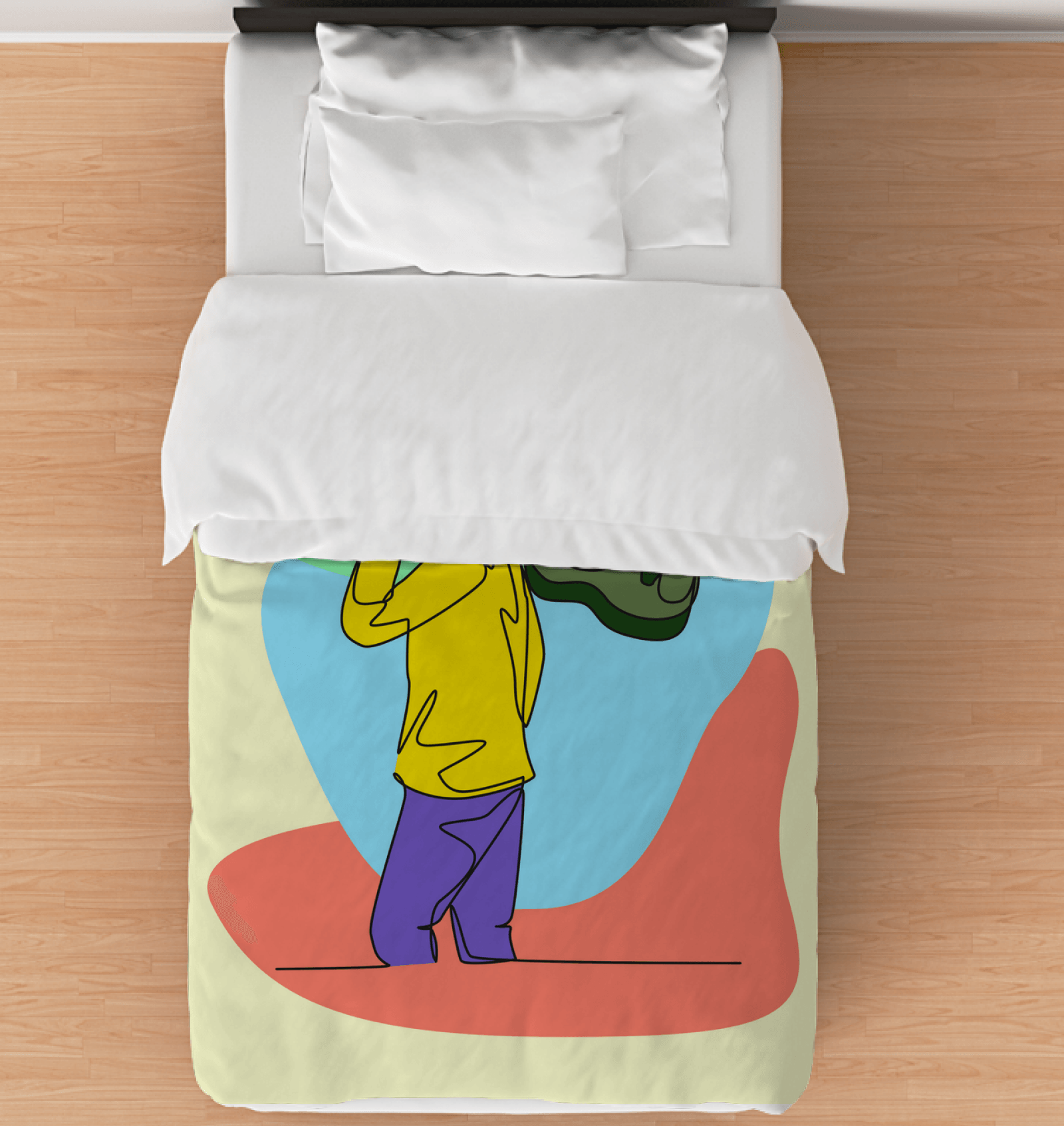 A man with a guitar at half speed comforter - twin - Beyond T-shirts