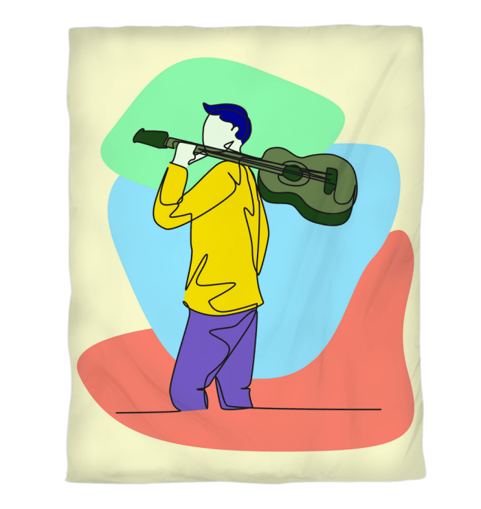 A man with a guitar at half speed duvet cover - Beyond T-shirts