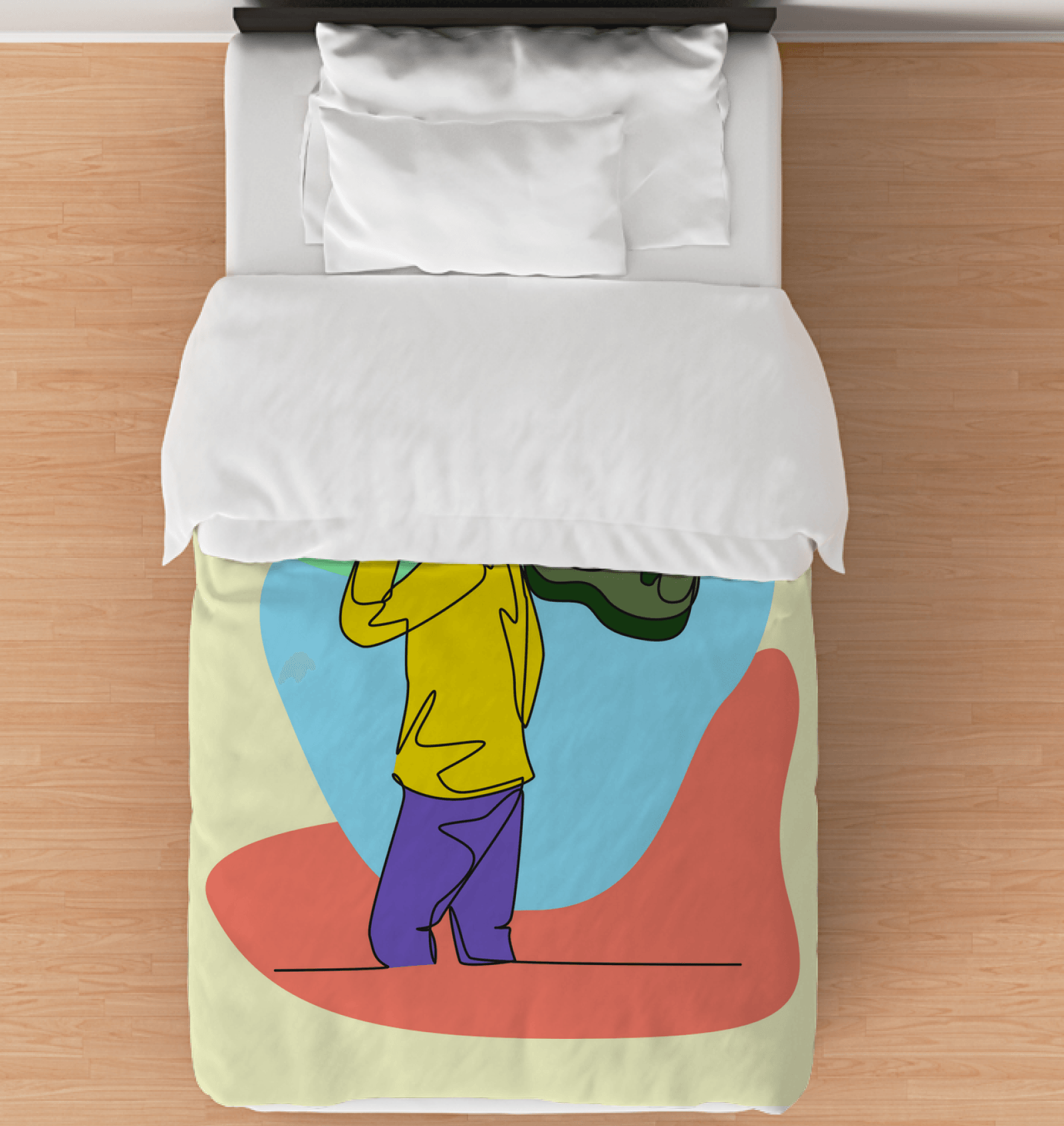 A man with a guitar at half speed duvet cover - Beyond T-shirts