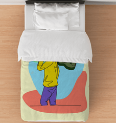 A man with a guitar at half speed duvet cover - Beyond T-shirts