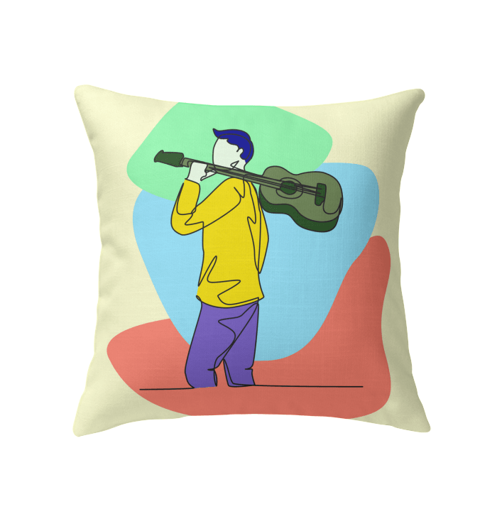 A Man With A Guitar At Half Speed Indoor Pillow - Beyond T-shirts