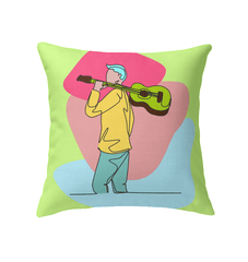 A Man With A Guitar At Half Speed Indoor Pillow - Beyond T-shirts