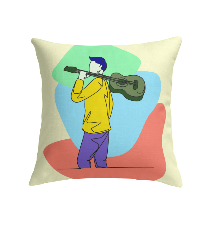 A Man With A Guitar At Half Speed Indoor Pillow - Beyond T-shirts