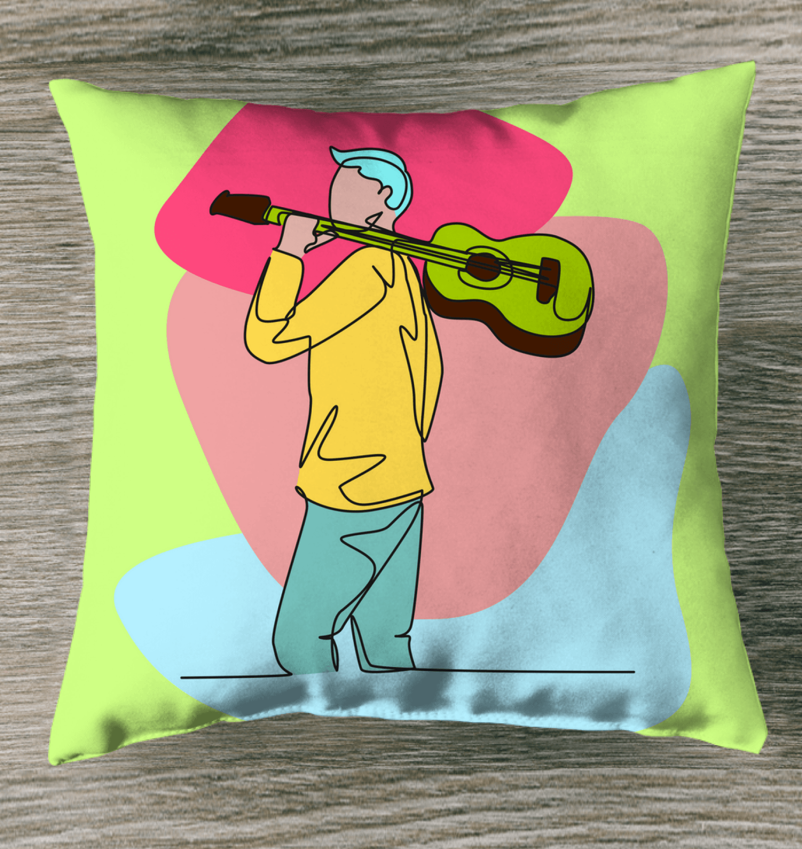 A Man With A Guitar At Half Speed Indoor Pillow - Beyond T-shirts