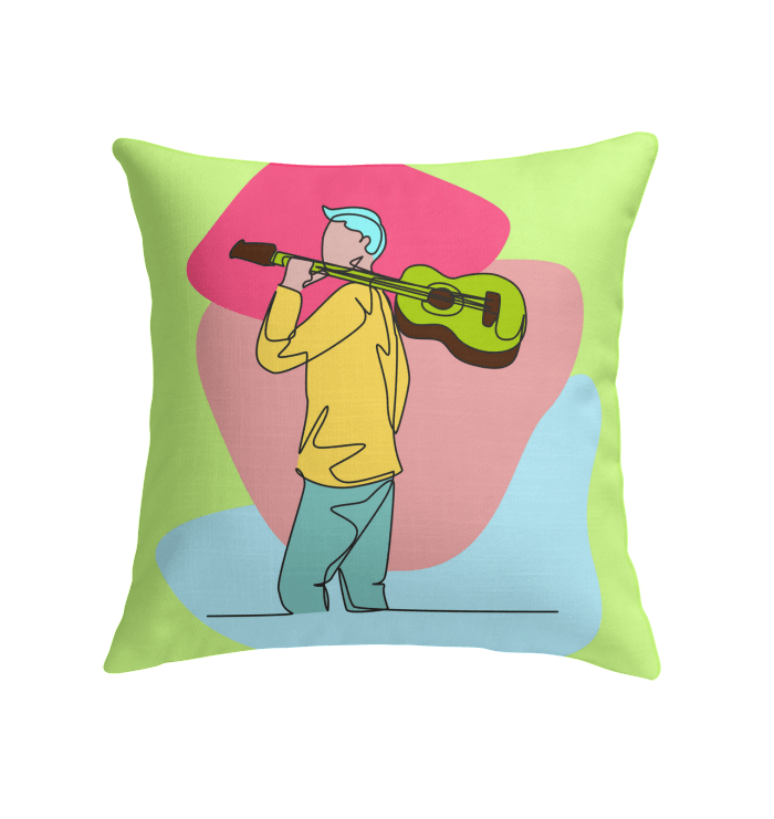 A Man With A Guitar At Half Speed Indoor Pillow - Beyond T-shirts