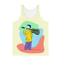 A man with a guitar at half speed Men's tank top - Beyond T-shirts