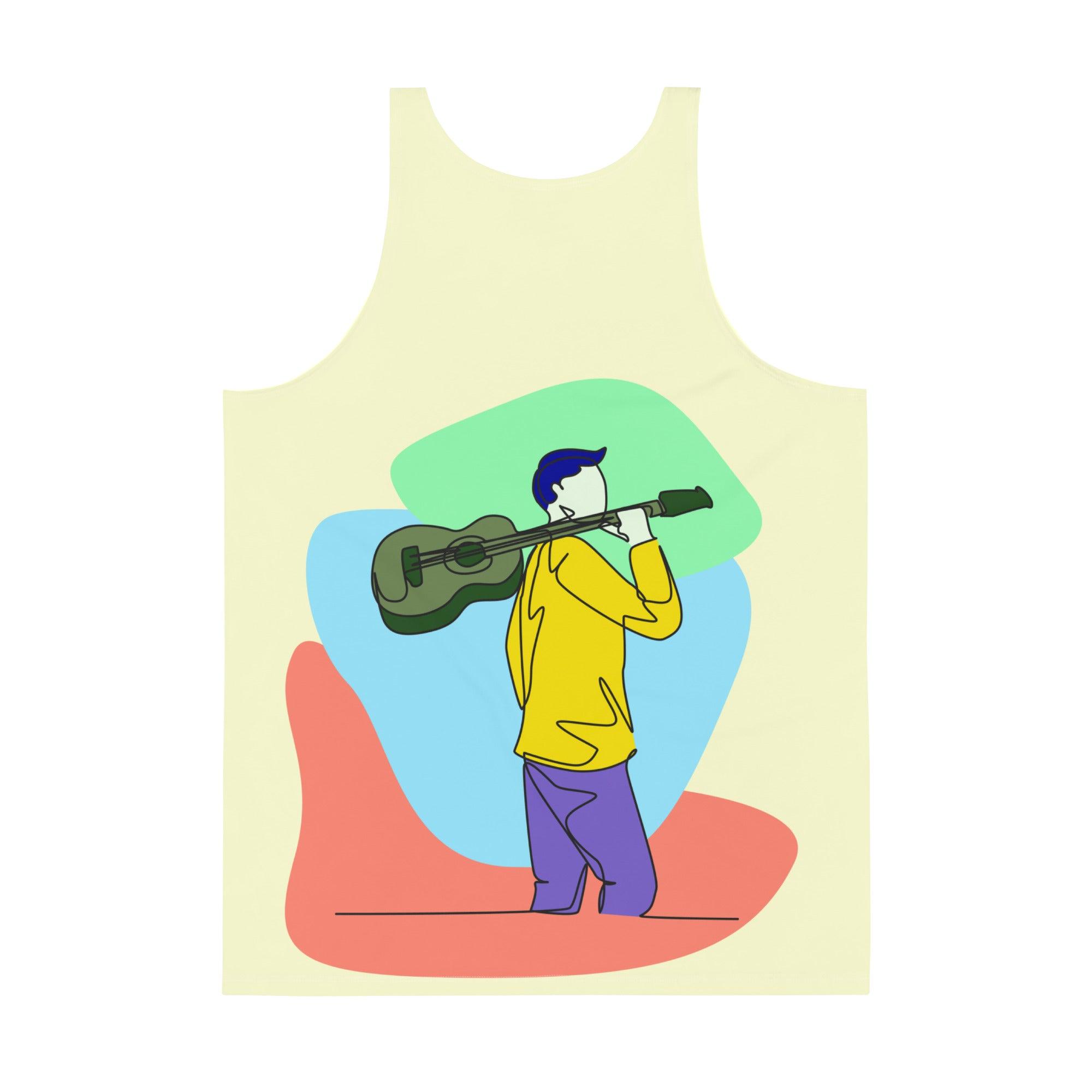 A man with a guitar at half speed Men's tank top - Beyond T-shirts
