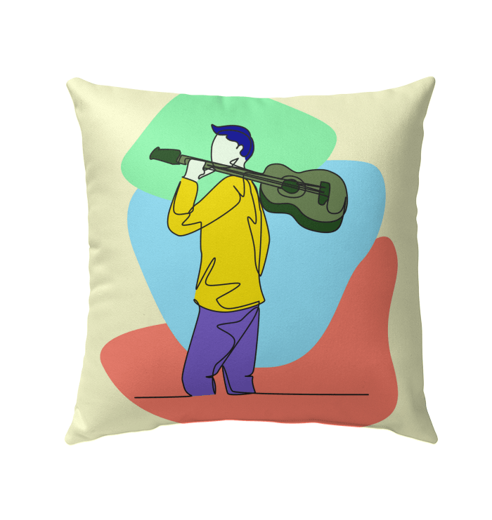 A Man With A Guitar At Half Speed Outdoor Pillow - Beyond T-shirts