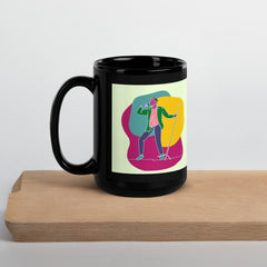 A Singer With A Microphone Stand Black Glossy Mug - Beyond T-shirts