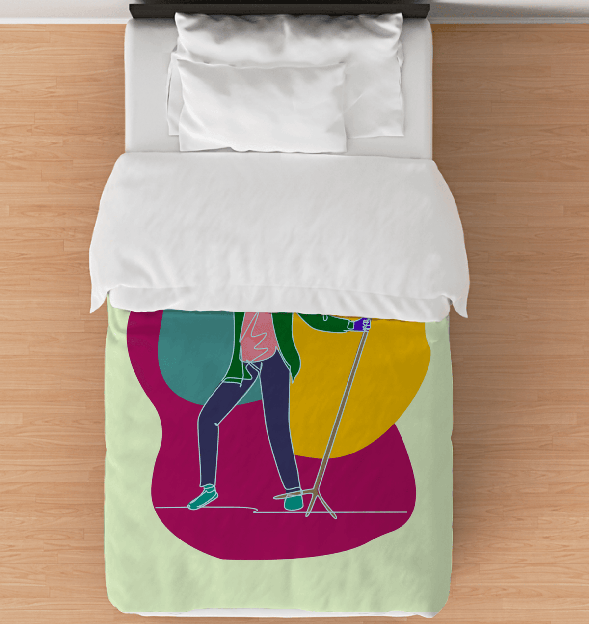 A singer with a microphone stand comforter - twin - Beyond T-shirts