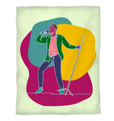 A singer with a microphone stand duvet cover - Beyond T-shirts