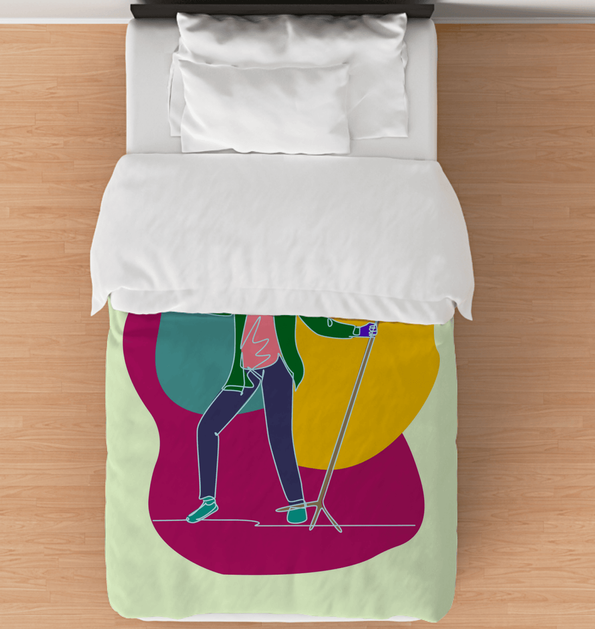 A singer with a microphone stand duvet cover - Beyond T-shirts