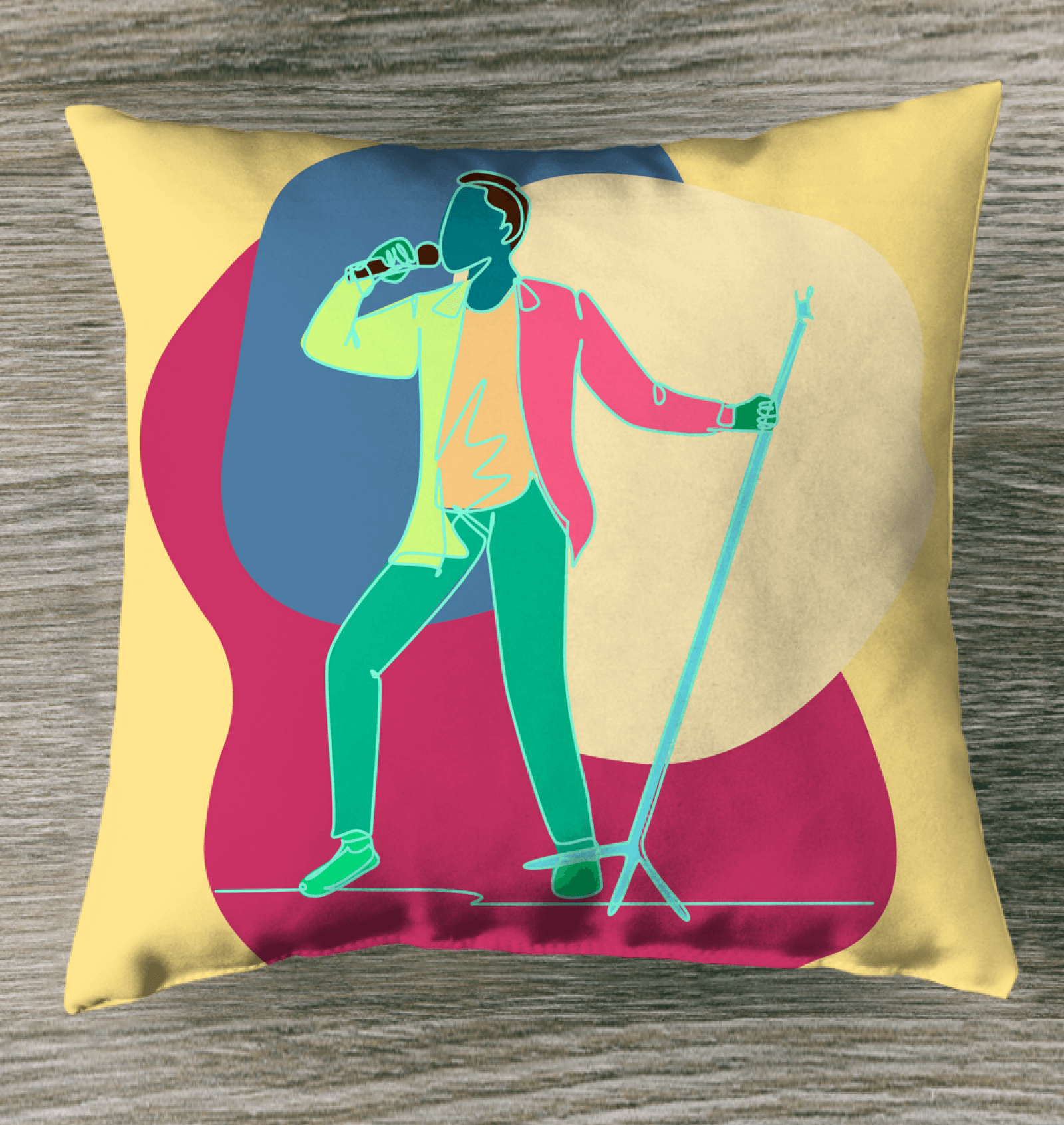 A singer with a microphone stand Indoor Pillow - Beyond T-shirts