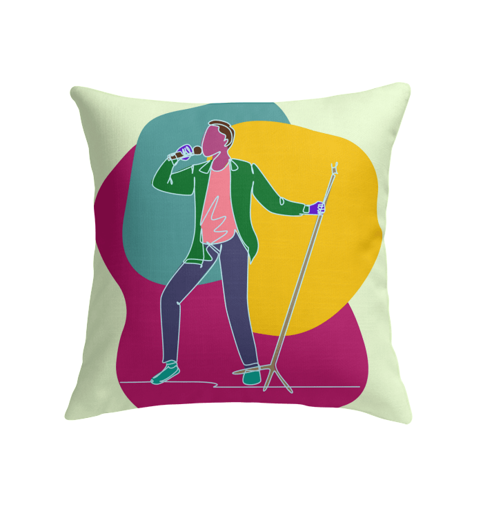 A singer with a microphone stand Indoor Pillow - Beyond T-shirts