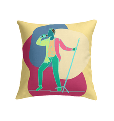 A singer with a microphone stand Indoor Pillow - Beyond T-shirts