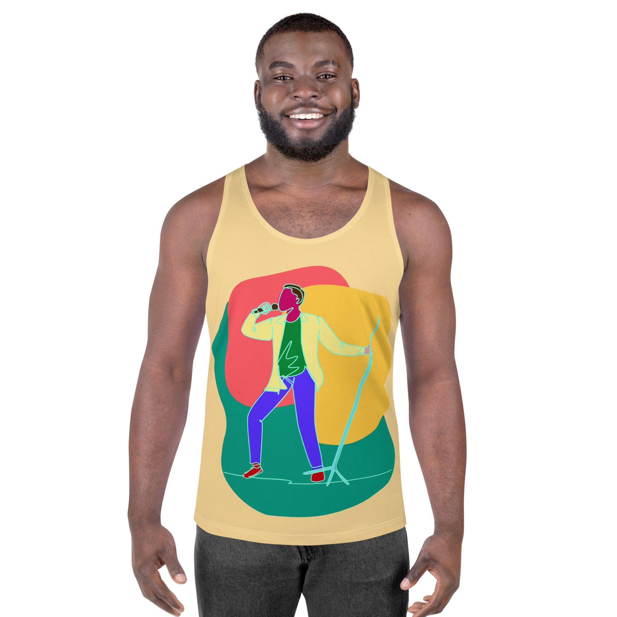 A Singer With A Microphone Stand Men's Tank Top - Beyond T-shirts