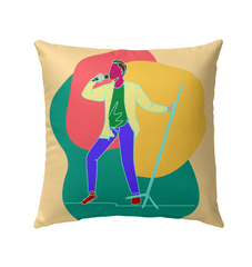 A Singer With A Microphone Stand Outdoor Pillow - Beyond T-shirts