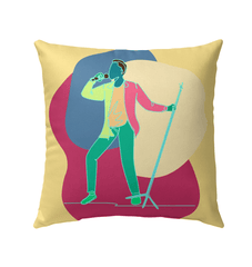 A singer with a microphone stand Outdoor Pillow - Beyond T-shirts