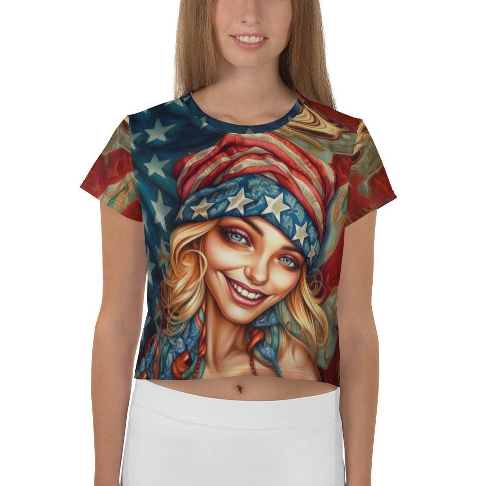 Abstract Amalgamation All-Over Print Crop Tee - Beyond T-shirts