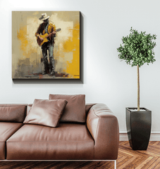 Acoustic Anthem Wrapped Canvas in a minimalist bedroom setting
