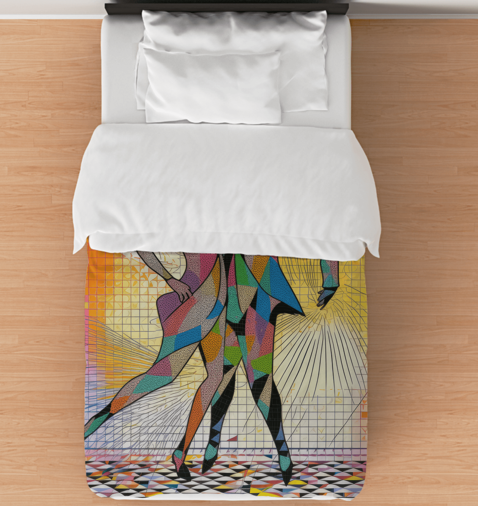 Elegant twin-sized Aerial Balletic Attire Comforter showcasing artistic design and cozy texture.