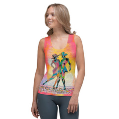 Aerial balletic attire sublimation tank top on model