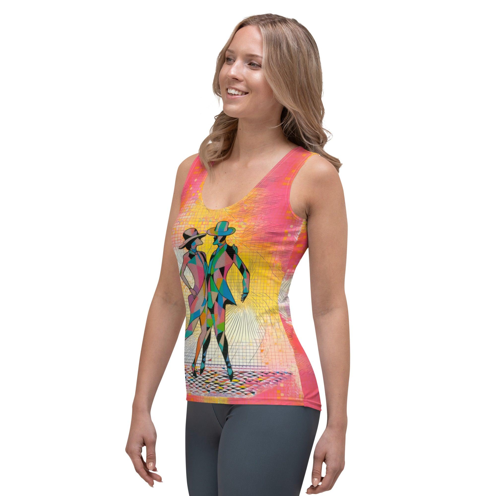 Back view of aerial balletic attire tank top design