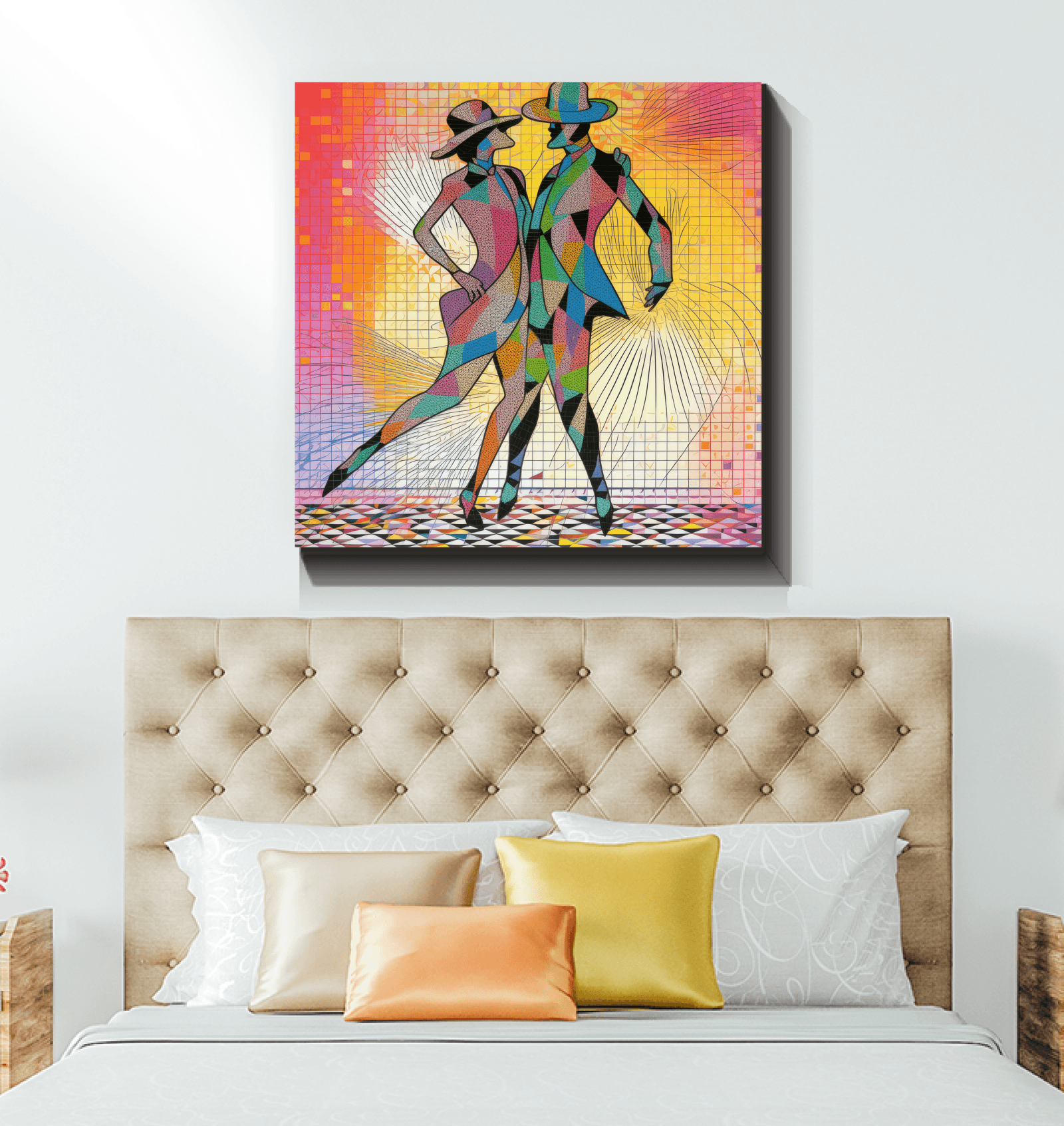 Intricately designed ballet costume canvas art for aficionados of dance.