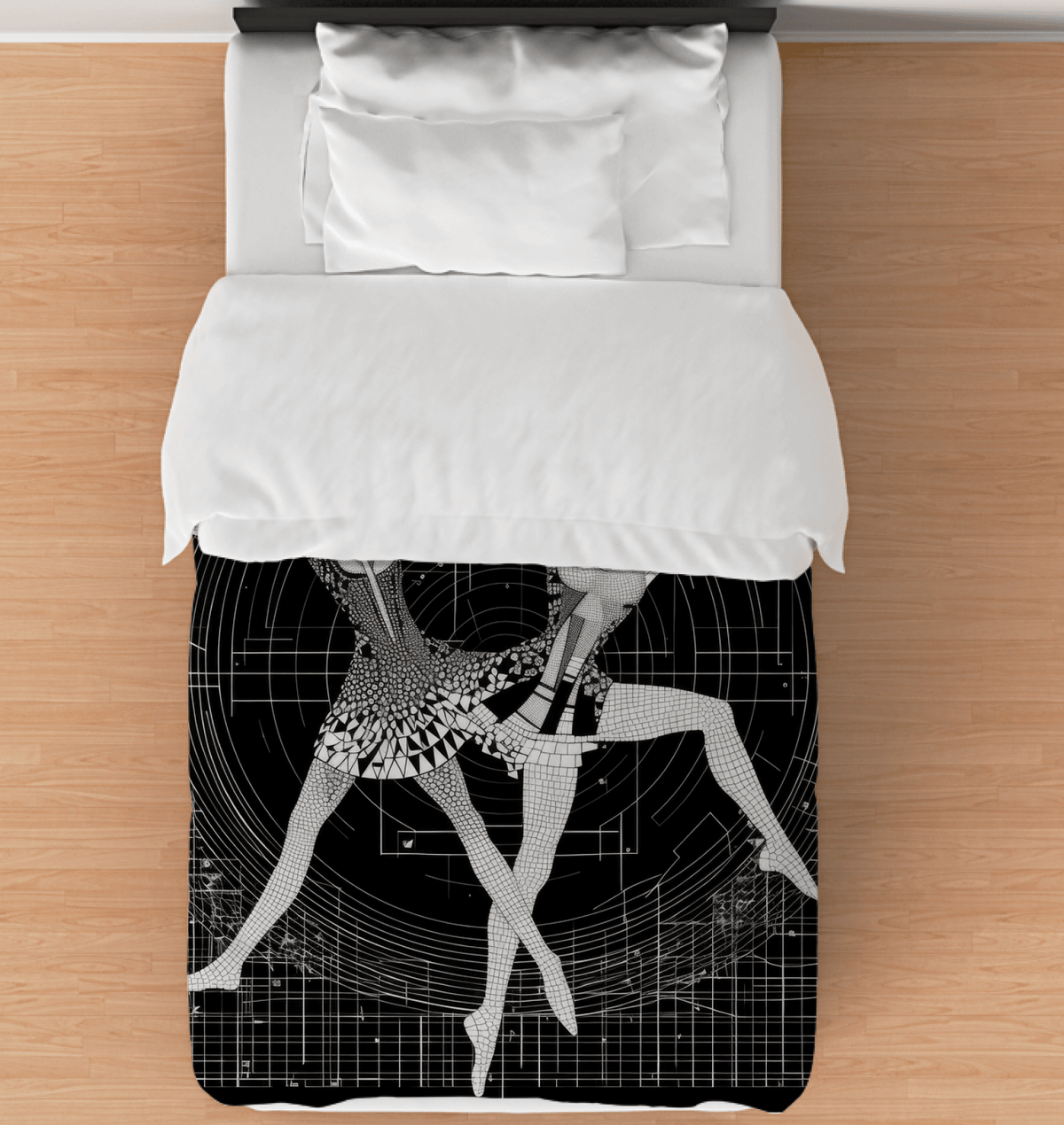 Aerial Dance Fashion Comforter - Twin Size in a cozy bedroom setting.