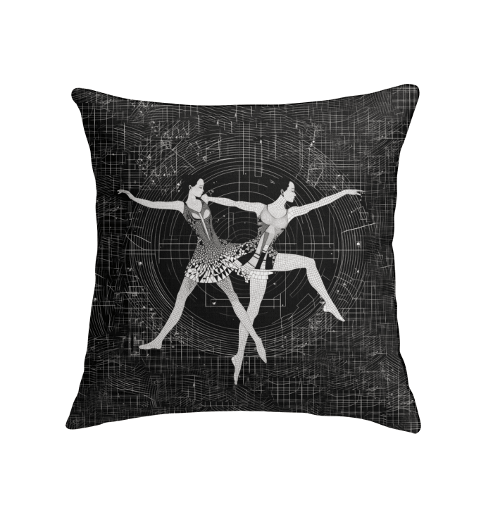 Close-up of Aerial Dance Fashion Indoor Pillow, showcasing its unique design and texture.