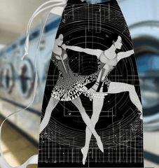 Aerial dancer-themed fashionable laundry bag with vibrant designs.