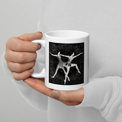 Elegant white glossy mug with Aerial Dance Fashion design.