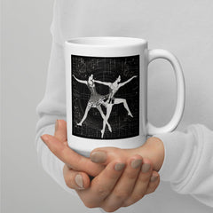 White glossy mug with Aerial Dance Fashion print, perfect for gift.