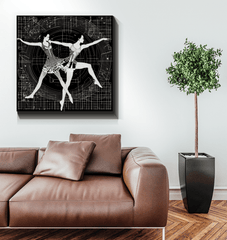 Elegant aerial dance fashion artwork printed on high-quality canvas.