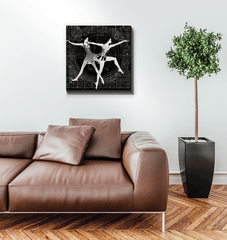 Graceful aerial dance figure canvas print, perfect for elegant home accents.