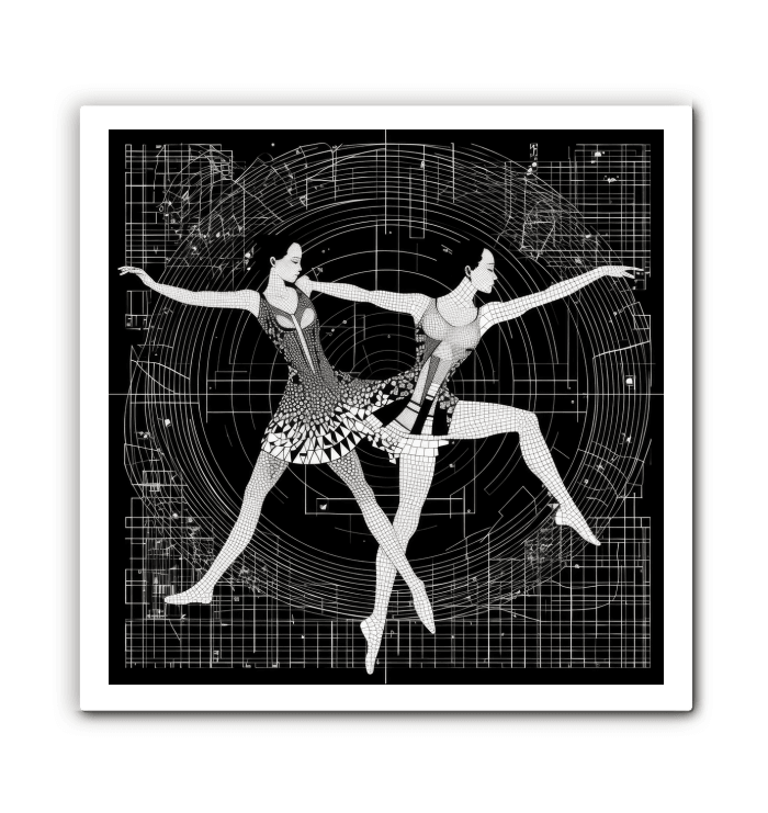 Artistic rendition of aerial dance fashion on premium wrapped canvas.