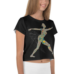 Chic and elegant airborne balletic style printed crop top for any occasion.