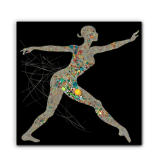 Artistic representation of ballet in motion on canvas.