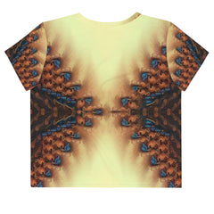 Back view of Whispering Wind III all over print crop top.