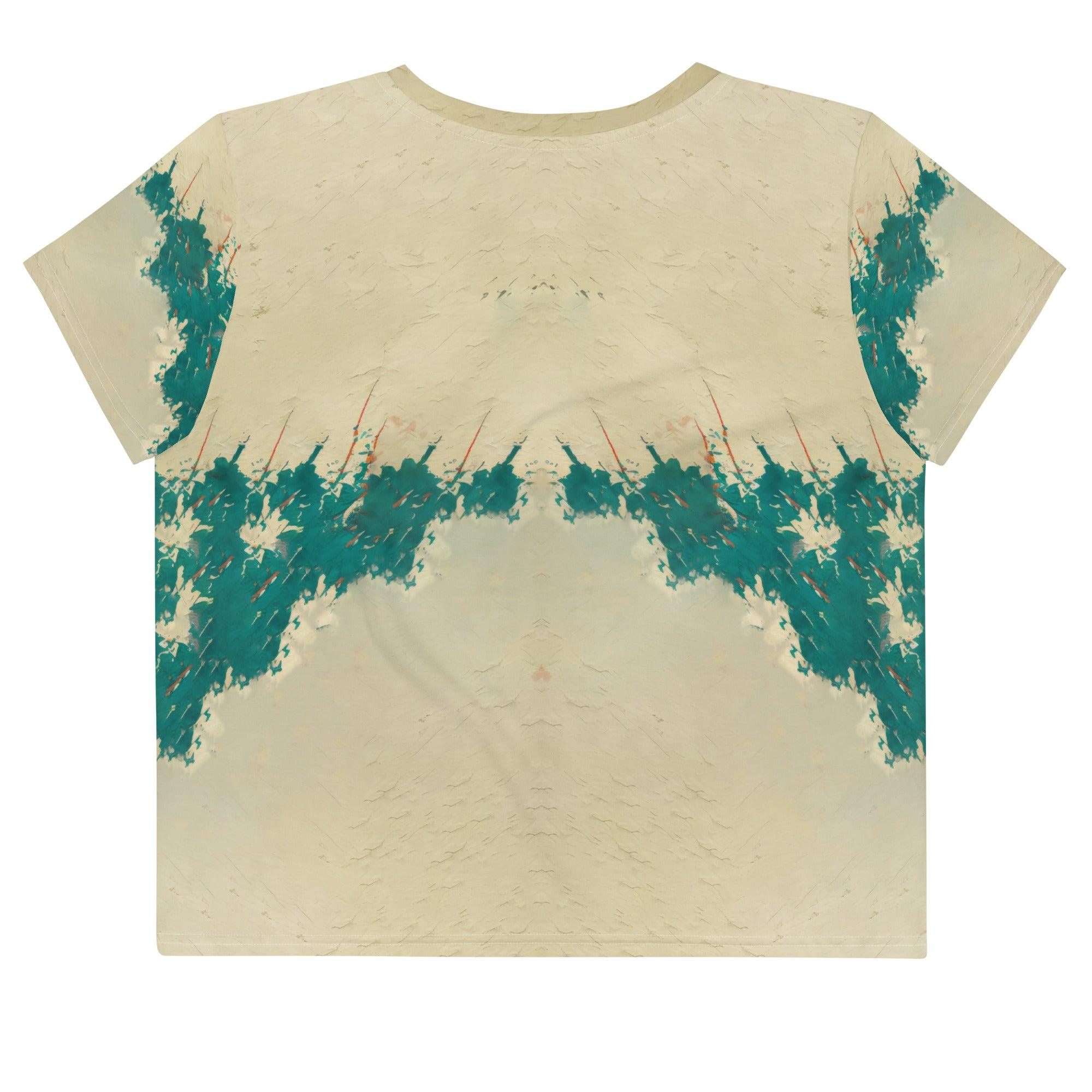 NS-992 printed crop tee styled with jeans and accessories.