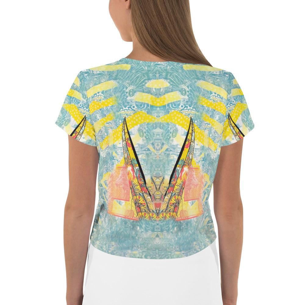 Vibrant and chic Surfing 5-26 Crop Tee for a bold beach look