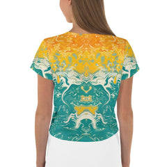 Ocean Rider All-Over Print Crop T-Shirt Embrace The Surf Lifestyle - Beyond T-shirts