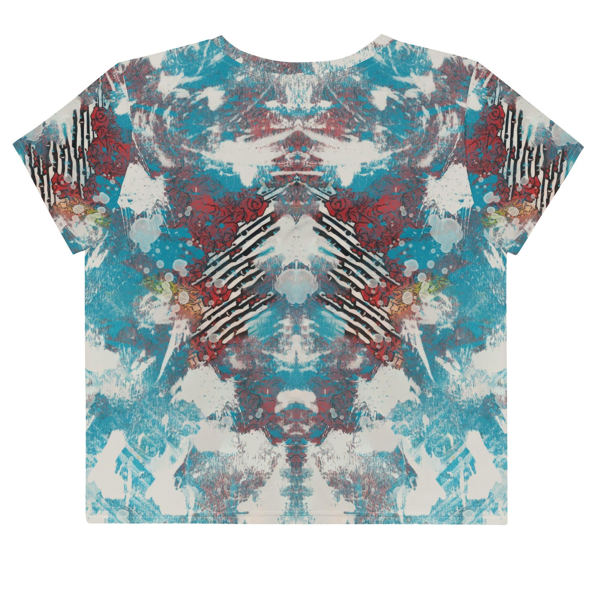 Seaside Serenity All-Over Print Crop T-Shirt Surfing Escapes - Beyond T-shirts