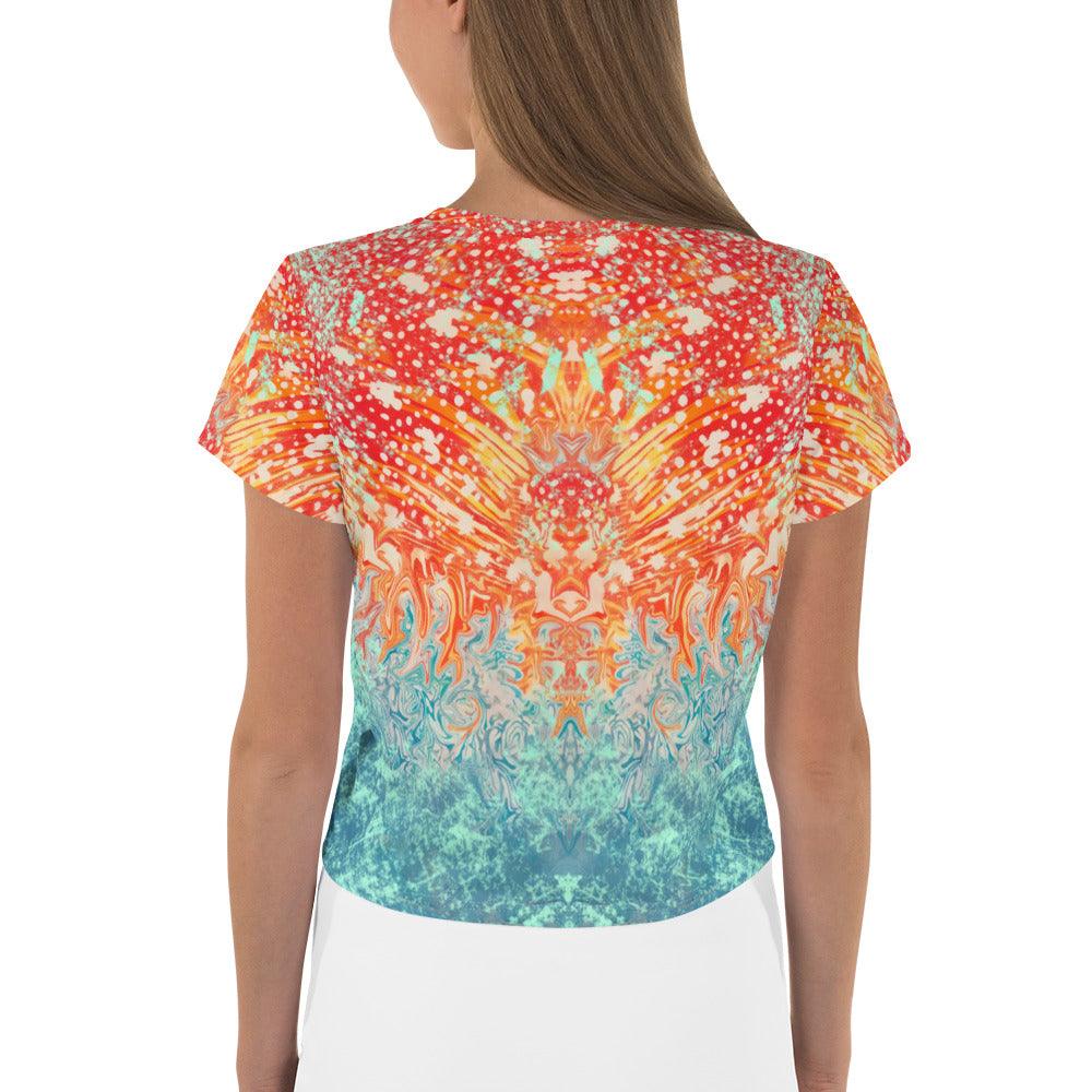 Beach Bliss All-Over Print Crop T-Shirt Surfing Daydreams - Beyond T-shirts