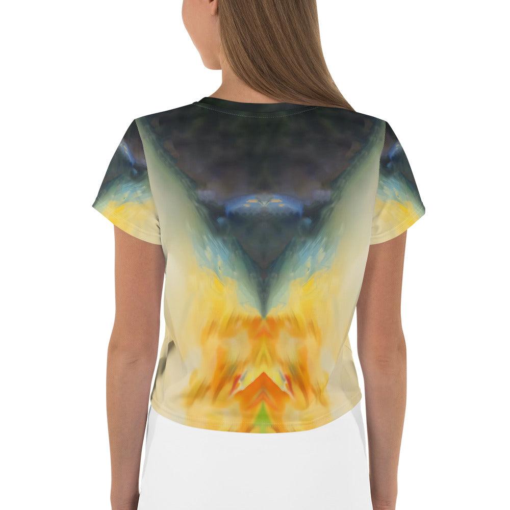 Moonlit Masquerade All-Over Crop T-Shirt - Beyond T-shirts