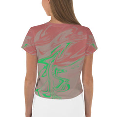 Stylish Mosaic Women's All-Over Print Crop Tee - Beyond T-shirts